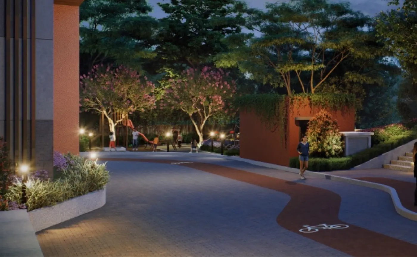 CKPC Heart of Harmony — Vehicle-free walkway in the evening